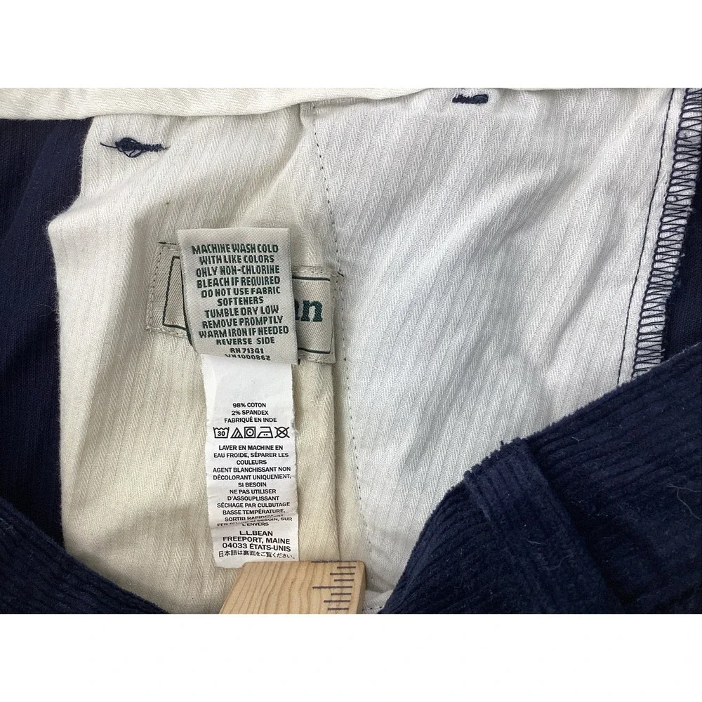 LL Bean Classic Fit Corduroy Pants Navy Blue Men Size 38 Academia Preppy - Picture 4 of 6